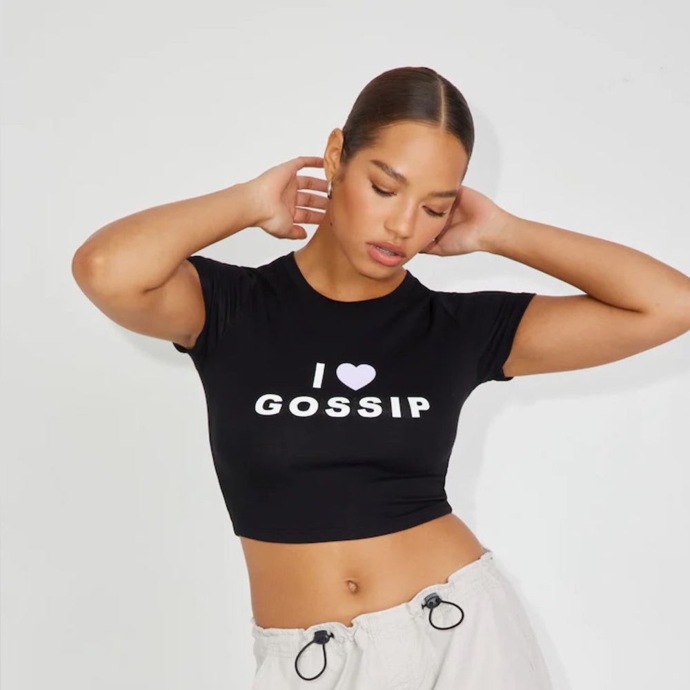 New Garage Black 'I ♥ Gossip' Graphic Crop Tee